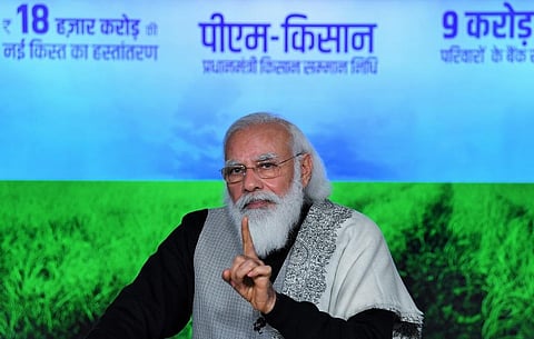 25 दिसंबर को किसानों को संबोधित करते प्रधानमंत्री नरेंद्र मोदी। फोटो: पीआईबी