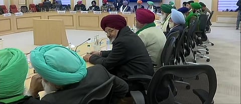 The meeting at Vigyan Bhavan in New Delhi December 30, 2020, between farmer leaders and the government