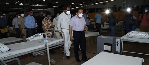 Health Minister Harsh Vardhan at the newly inaugurated Sardar Patel Covid-19 Care Centre in Chhattarpur, New Delhi. Photo: Twitter Handle of Harsh Vardhan