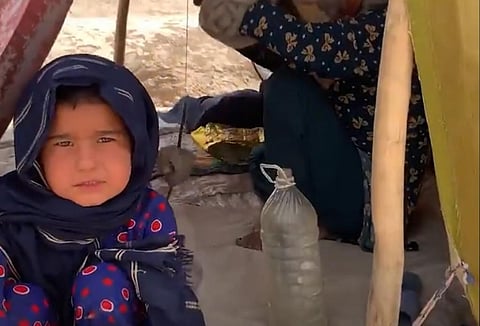 A refugee camp in the city of Mazar-i-Sharif in northern Afghanistan