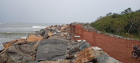A stone-packed seawall in Paradip, Odisha. A third India’s coastline underwent sea erosion in 28 years, according to a Union ministry report. Photo: Ashis Senapati