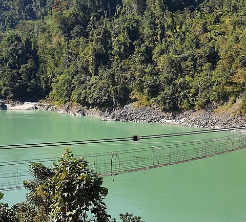 River Siang, the main tributary of the Brahamputra and flows through Upper Siang district in Arunachal Pradesh. The district now receives increased rainfall. Photo: Akshit Sangomla