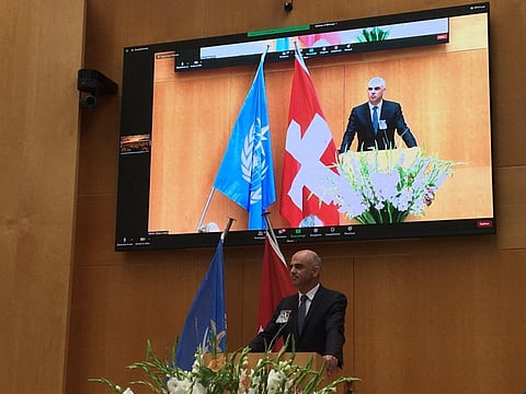 Swiss Federal Councillor Alain Berset opening the WMO Congress. Photo: WMO / Twitter