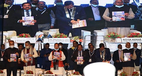 The IMA Conference held at Patna on December 27 and 28, 2021, was attended by 5,000 medical professionals from across India. Photo: @mangalpandeybjp / Twitter