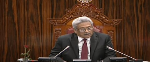 Sri Lankan President Gotabaya Rajapaksa addresses Parliament January 18, 2022