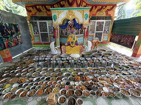 Celebration of food diversity, variety, community involvement, sharing, cleanliness and devotion in Gourabihar Ashram of Puri in Odisha. Credit: Santosh, Puri
