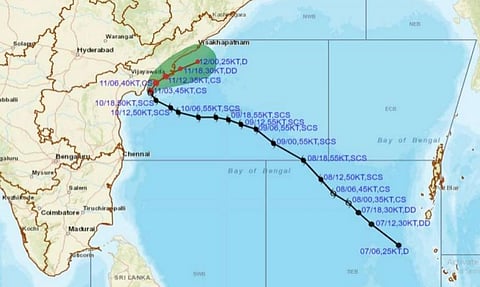 The path of Asani as shown in IMD's latest bulletin