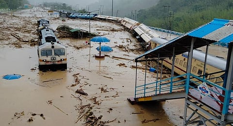 The New Haflong Railway Station buried in debris due to mudslides on May 16, 2022. Photo: Ravishankar Ravi