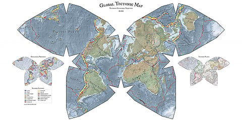 The new map of the tectonic plates. Photo: University of Adelaide
