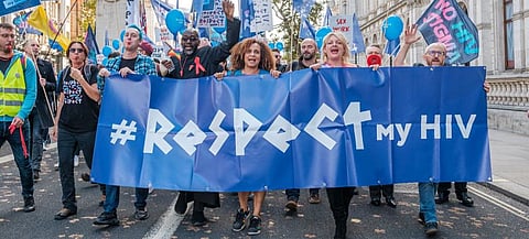 Respect my HIV protest in London. (Photo : UN News)