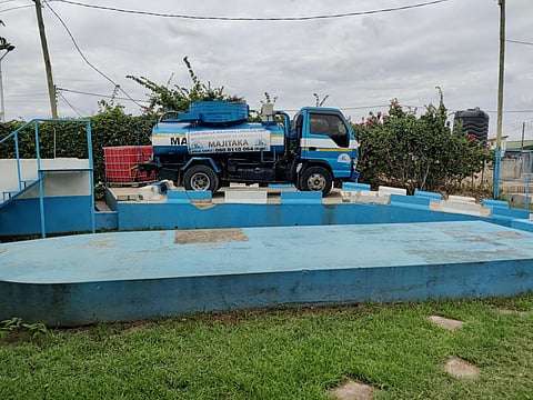 A government-run desludging truck for FSTP setup at Ubungo municipal council. Photo: Swati Bhatia