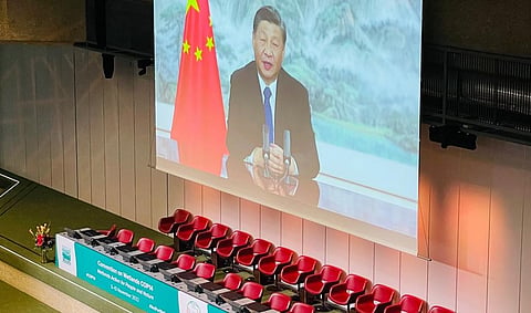 Chinese President Xi Jinping addresses COP14 at Wuhan. Photo: @RamsarConv / Twitter