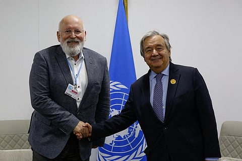 Frans Timmermans of the EU (Left) with Antonio Guterres (Right). Photo: UNFCCC