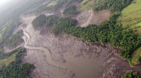 Aerial view of an island in the Union territory of Andaman and Nicobar Islands during the 2004 Tsunami. Photo: iStock