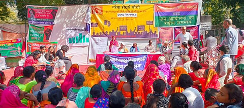 The Jantar Mantar protest by the NREGA Sangharsh Morcha