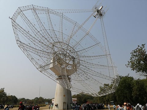 The Giant Metrewave Radio Telescope at National Centre for Radio Astrophysics (NCRA), Pune was among the instruments that recorded the bright gamma-ray radiation in October 2022. Photo: @NCRA_Outreach / Twitter