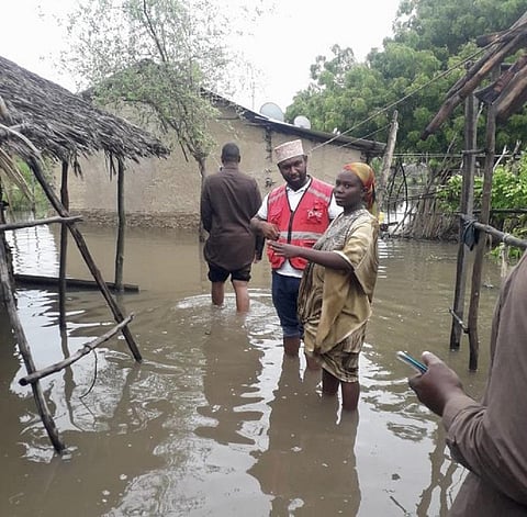 More than 200 families have been affected by floods in Mokowe, Lamu County, after torrential rains for three days. Photo and caption: Kenya Red Cross / Twitter