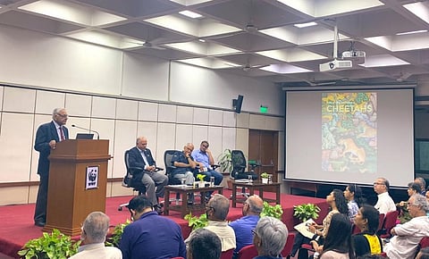 Divyabhanusinh speaks at the book launch. Photo: @WWFINDIA / Twitter