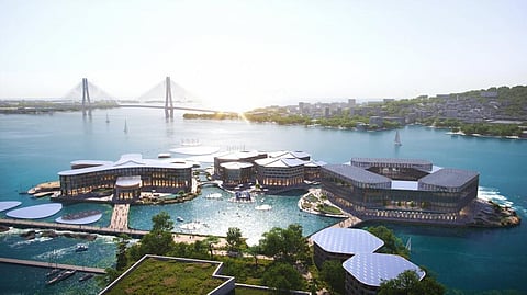 An artist's impression of what the Oceanix Busan prototype being built in South Korea would look like. Photo: OCEANIX/BIG-Bjarke Ingels Group