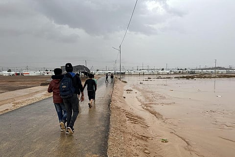 Heavy rainfall in Azraq Camp caused floods and infrastructure damage. Photo: UNHCR / Twitter