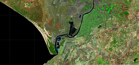 Satellite image showing the lack of water in the Doñana National Park. Photo: Sentinel 2, Author provided