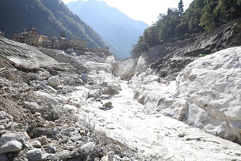 A glacial lake in northern Sikkim has burst on the intervening night of October 3-4, 2023. Photo: Sikkim Chief Minister Prem Singh Tamang / Facebook