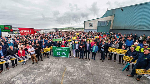 A media report on the Irish government's proposal to cull nearly 200,000 cows to meet the country's climate targets led to farmer protests across the country in June-September this year (Photograph courtesy: IFA)