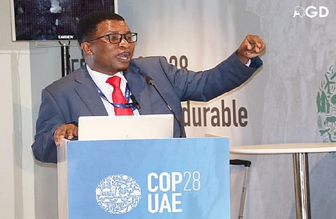 PACJA Executive Director Mithika Mwenda at COP28. Photo: @mithika_mwenda / X (Formerly Twitter)