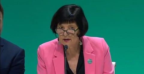 Dan Jørgensen of Denmark and Barbara Creecy of South Africa (pictured) have been appointed as the ministerial pair to lead the GST negotiations till the end of COP28. Photo screenshot credit: @COP28_UAE / X
