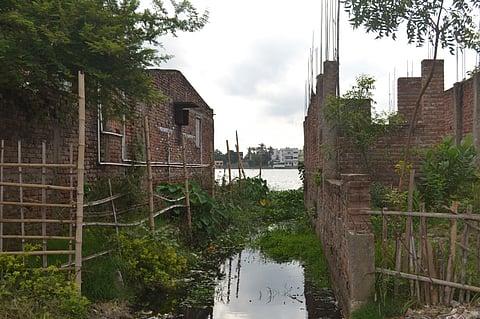 Ganga Sagar pond in Bihar, which has been encroached upon. Photo: By special arrangement
