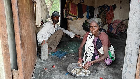 Gumaanbhai Rathod says local fish stocks have reduced in Dahej due to industrial pollution. Photo: Varsha Singh