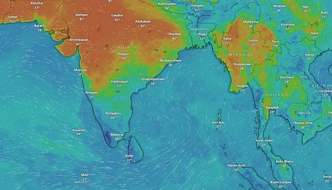 A screengrab taken from Windy.com on May 20