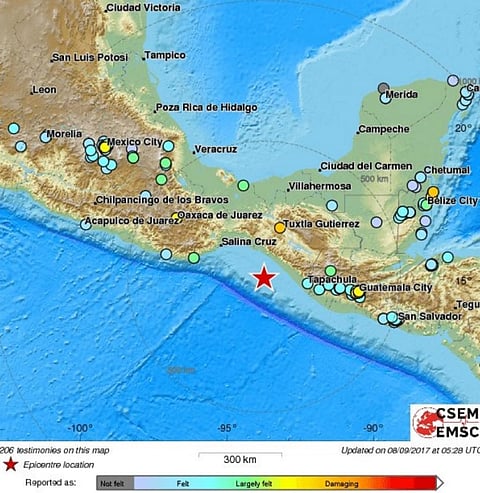 Map based on the testimonies received so far. Credit: EMSC