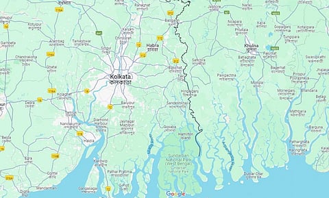 A screengrab from Google showing the port of Mongla near the right, near where Remal made landfall