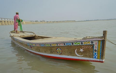A fisherman on the Indus river in Jamshoro, Sindh, Pakistan. The snow persistence in the Indus Basin dropped to 23.3 per cent below normal, the lowest level in the past 22 years.