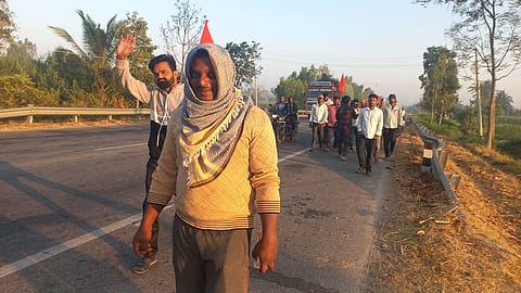 A group of about 60 men from villages in Mysuru, Mandya and Bengaluru districts marched to the Male Mahadeshwara temple to raise awareness about the issue.