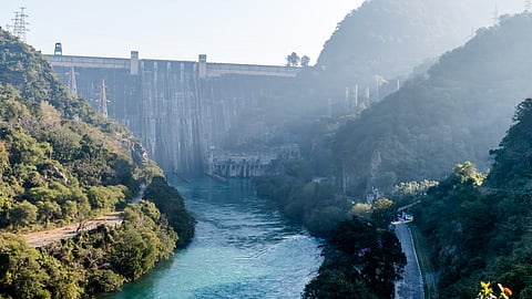 Bhakra Dam on the Sutlej River in Bilaspur, Himachal Pradesh