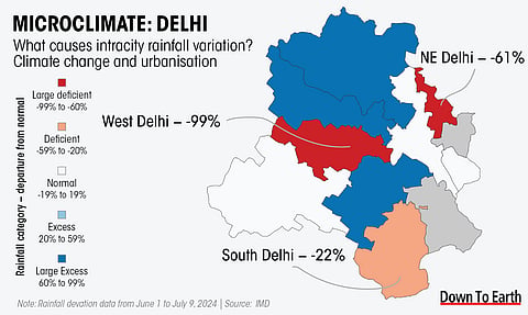 2 Delhi districts, just 12 km apart, are dry & deluged this monsoon: A warming atmosphere & urbanisation could be to blame