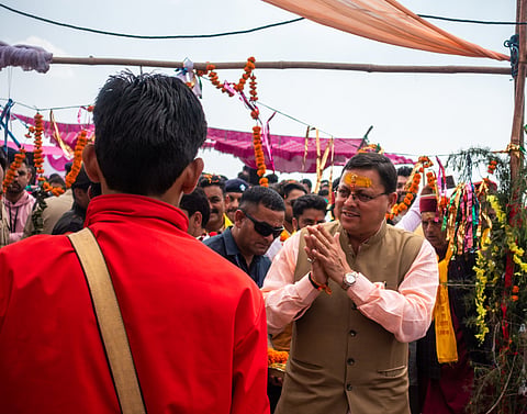 CM Pushkar Singh Dhami during the election campaign.