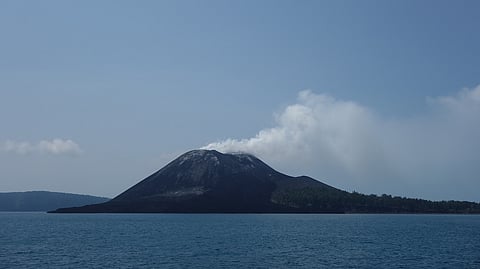 Anak Krakatau volcano smoking