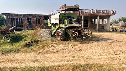 The house in Patiala’s Rohar Jagir village that sparked the landmark 2011 Supreme Court judgement to protect India’s commons. Owner Jagpal Singh now uses it to park his harvester and store farm implements. Despite the ruling, the sarpanch says the 80 houses encroaching upon the village pond were never demolished due to fears of backlash