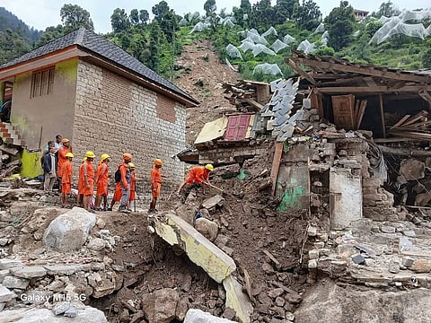 Extensive damage after floods in Janjhaili area of Mandi district in Himachal Pradesh.