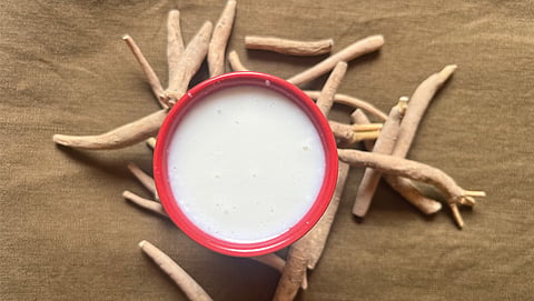 Moon milk prepared with ashwagandha and other spices is said to boost relaxation and promote sound sleep