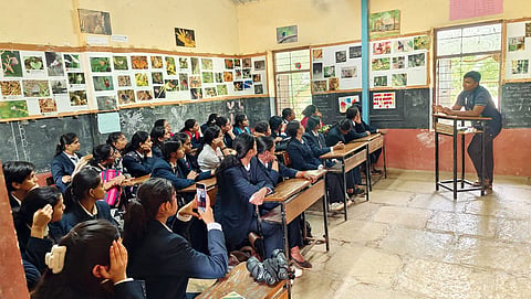 Students of Pisavare village, who have played a key role in documenting the bird species in the village in Sahyadri mountains of Maharashtra.