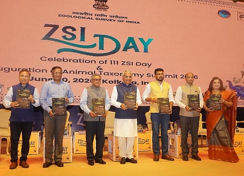 Union environment minister Bhupender Yadav unveiled the report, flanked by West Bengal Finance Minister Chandrima Bhattacharya (to his immediate right) and West Bengal Environment Minister Manoj Oraon (to his left). Dhriti Banerjee, director of Zoological Survey of India, was also present.