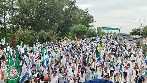 Farmers travelling to Delhi to protest against the India-US trade agreement were stopped at the Punjab-Haryana border.
