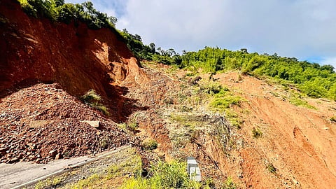 The highway connecting Tamlu with Mon and other parts of Longleng districts destroyed by a landslide.