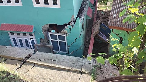 A house in Ramban damaged due to land subsidence. Photo: Tahir Ramban