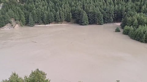 भीगरथी नदी में एक कृत्रिम झील बन गई है। फोटो साभार: उत्तराखंड सिंचाई विभाग