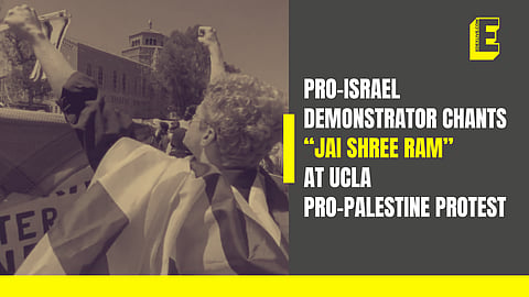 Pro-Israel demonstrator chants "Jai Shree Ram" at UCLA pro-Palestine protest